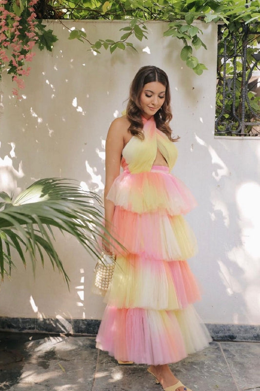 NIKI MEHRA IN OUR MALINA MIDI DRESS-SUNSET SORBET